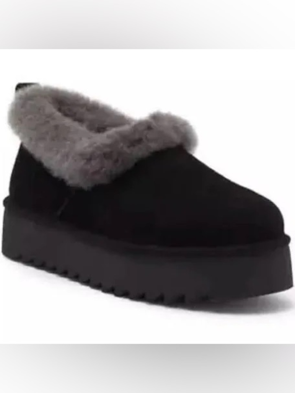 UGG Cozy Black Suede Faux-Fur Lined Slip-On Women's Shoe Available in size10/12